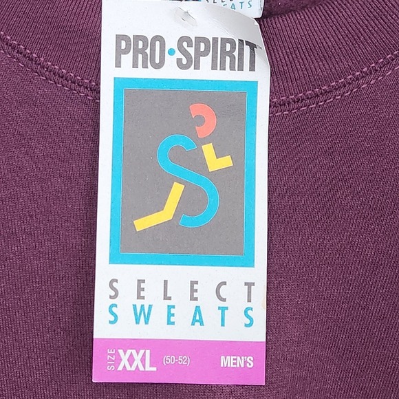 NWT VTG Deadstock PRO-SPIRIT Select Sweats USA Crewneck Sweatshirt Maroon SZ XXL - Picture 3 of 8